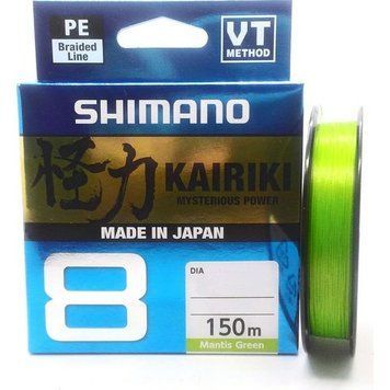 Шнур Shimano Kairiki 8 PE (Mantis Green) 150m 0.215mm 20.8kg, 0.215mm, 150м., Салатовий