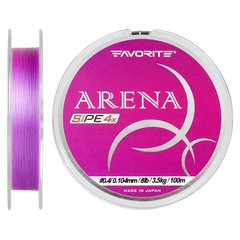 Шнур Favorite Arena PE 4x 100m (purple) #0.4/0.104mm 8lb/3.5kg, #0.4 0.10mm, 100м., Фіолетовий