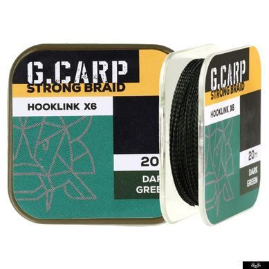 Повідковий матеріал GC G.Carp Strong Braid Hooklink X6 20м 20lb Dark Green, 20m, Темно-Зелений, 20lb