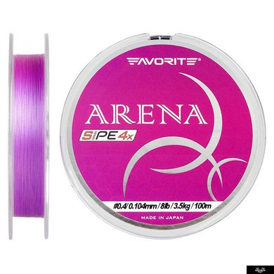 Шнур Favorite Arena PE 4x 100m (purple) #0.4/0.104mm 8lb/3.5kg, #0.4 0.10mm, 100м., Фіолетовий