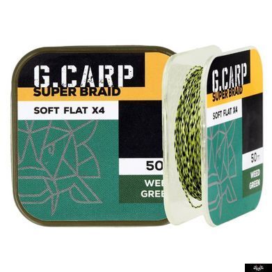 Повідковий матеріал GC G.Carp Super Braid Soft Flat X4 50м 25lb Weed Green, 50m, Темно-Зелений, 25lb