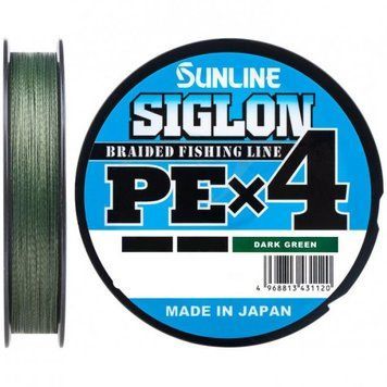 Шнур Sunline Siglon PE x4 300m #2.0/0.242mm 35lb/15.5kg, #2 0.24mm, 300м., Темно-Зелений