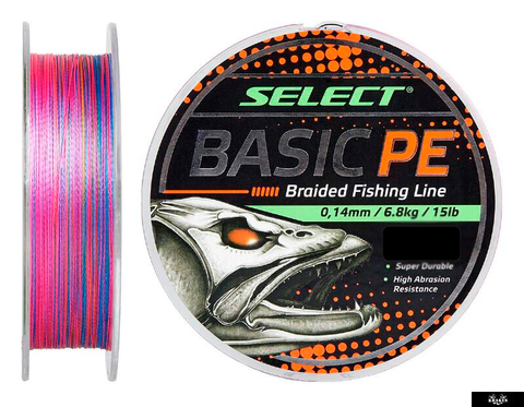 Шнур Select Basic PE Multicolor 150m 0.24mm 40lb/18.2kg, 0.24mm, 150м., Різнокольоровий