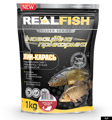 RealFish Линь-Карась (червяк), 1кг., Україна, Червоний, Карп, карась, плотва, лящ