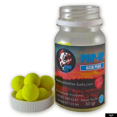 Pop-Ups PIRANHAS BAITS Acid Pear 15 mm