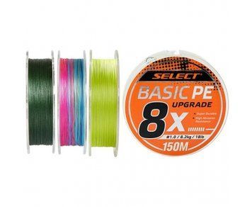 Шнур Select Basic PE 8X Multicolor 150m #0.8/0.12mm 14lb/6kg, 0.12mm, 150м., Різнокольоровий