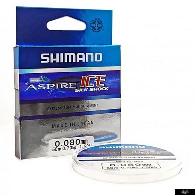 Жилка Shimano Aspire Silk Shock Ice 50m 0.10mm 1.2kg, 0.10mm, 50m, Прозорий