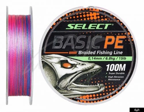 Шнур Select Basic PE 150m (разноцв.) 0.12mm 12lb/5.6kg, 0.12mm, 150м., Різнокольоровий