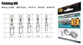 Вертлюг с карабіном FR Impressed rolling swivel with nice snap №8, 8