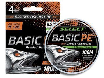 Шнур Select Basic PE 100m 0.16mm 18LB/8.3kg (темп-зел.), 0.16mm, 100м., Темно-Зелений