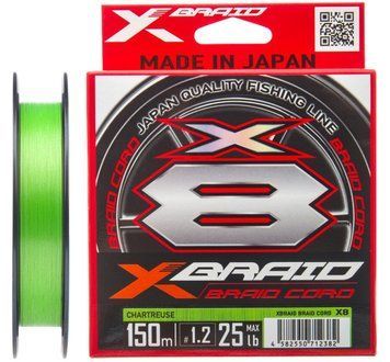 Шнур YGK X-Braid Cord X8 150m #0.6/0.128mm 14lb/6.3kg, #0.6 0.12mm, 150м., Салатовий