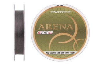 Шнур Favorite Arena PE 4x 100m (silver gray) #0.3/0.09mm 6.5lb/3kg