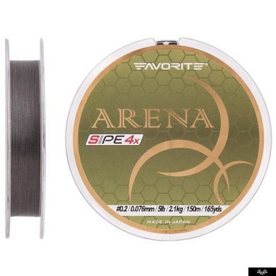 Шнур Favorite Arena PE 4x 150m (silver gray) #0.4/0.104mm 8lb/3.5kg, #0.4 0.10mm, 150м., Сірий