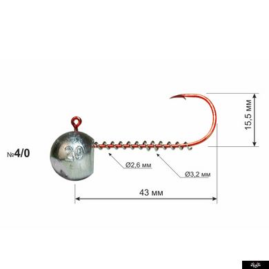 Джиг-головка "RED" #4/0 блистер (3 шт.) - 7 г, 7гр.